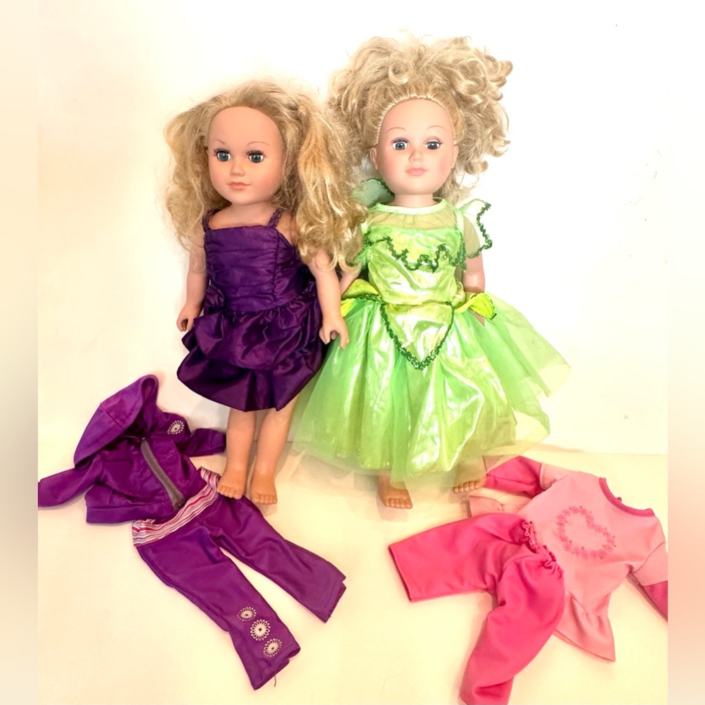 American Girl Cititoy 2013 18" Blonde Hair Blue Eyes Dolls (2) with Clothes